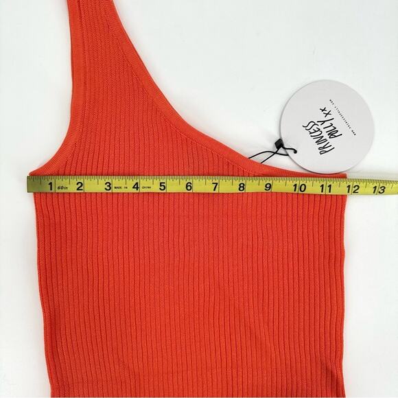 Princess Polly Denham One Shoulder Rib Knit Tank Top in orange Size US 4 - Picture 10 of 10